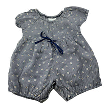 Load image into Gallery viewer, Girls Baby Baby, vintage navy check floral romper, GUC, size 000,  