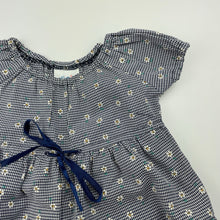 Load image into Gallery viewer, Girls Baby Baby, vintage navy check floral romper, GUC, size 000,  