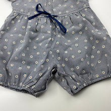 Load image into Gallery viewer, Girls Baby Baby, vintage navy check floral romper, GUC, size 000,  