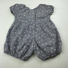 Load image into Gallery viewer, Girls Baby Baby, vintage navy check floral romper, GUC, size 000,  
