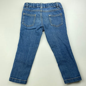 Girls Target, blue stretch denim pants, adjustable, Inside leg: 29.5cm, FUC, size 2,  