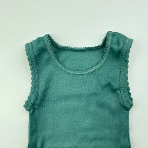 unisex Big Softies, green cotton singlet top, EUC, size 00,  