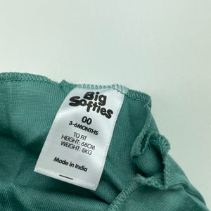 unisex Big Softies, green cotton singlet top, EUC, size 00,  