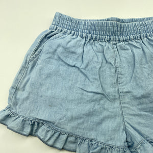 Girls 1964 Denim Co, lightweight chambray cotton shorts, elasticated, FUC, size 6,  