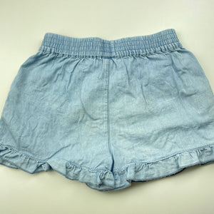 Girls 1964 Denim Co, lightweight chambray cotton shorts, elasticated, FUC, size 6,  