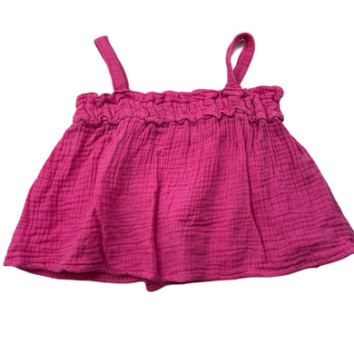 Girls Seed, pink crinkle cotton summer top, FUC, size 1,  