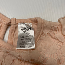 Load image into Gallery viewer, Girls Baby Berry, pink cotton &amp; floral lace romper, EUC, size 0,  