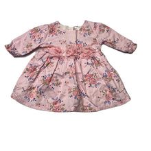 Load image into Gallery viewer, Girls Ollies Place, lined floral cotton long sleeve dress, EUC, size 0000, L: 33cm