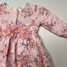 Load image into Gallery viewer, Girls Ollies Place, lined floral cotton long sleeve dress, EUC, size 0000, L: 33cm