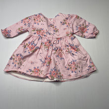 Load image into Gallery viewer, Girls Ollies Place, lined floral cotton long sleeve dress, EUC, size 0000, L: 33cm