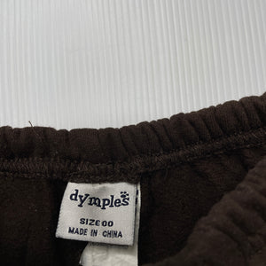 Boys Dymples, brown fleece lined pants, elasticated, GUC, size 00,  