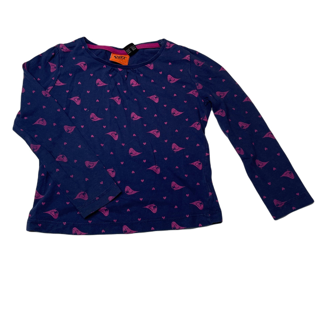 Girls Fun Spirit, navy cotton long sleeve top, GUC, size 4,  