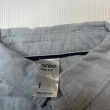 Load image into Gallery viewer, Boys Anko, linen/cotton long sleeve shirt, EUC, size 1,  