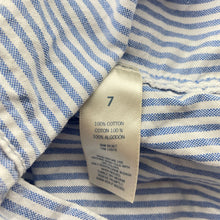 Load image into Gallery viewer, Boys Osh Kosh, blue &amp; white stripe cotton long sleeve shirt, FUC, size 7,  