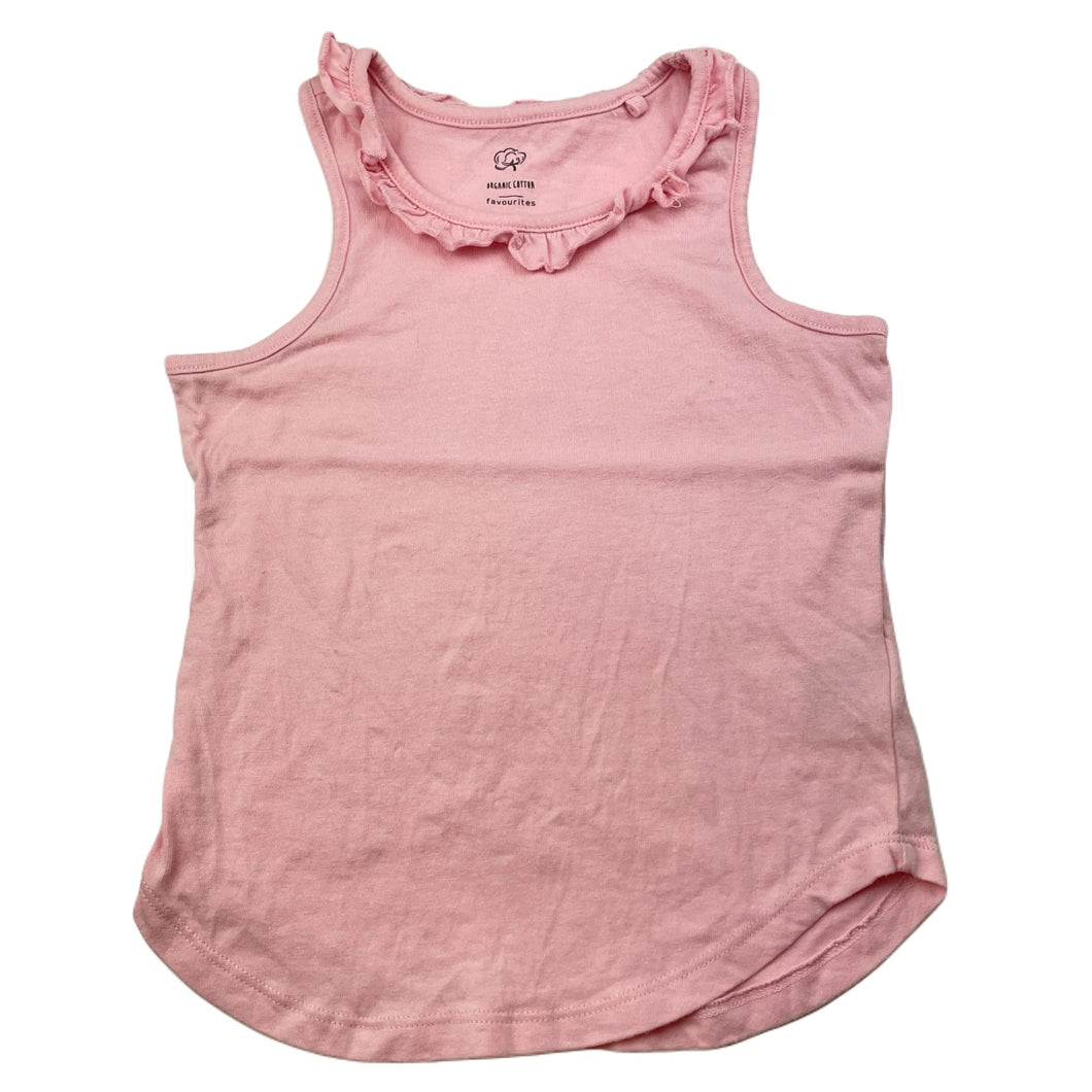 Girls Favourites, pink organic cotton singlet top, GUC, size 5,  