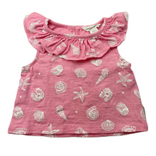 Load image into Gallery viewer, Girls Country Road, pink cotton top, seashells, EUC, size 000,  