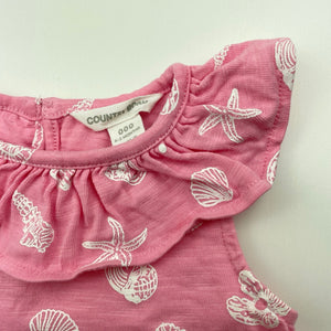 Girls Country Road, pink cotton top, seashells, EUC, size 000,  