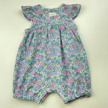 Load image into Gallery viewer, Girls Country Road, floral organic cotton blend romper, GUC, size 000,  