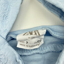 Load image into Gallery viewer, Girls Zara, embroidered blue cotton top, GUC, size 7,  