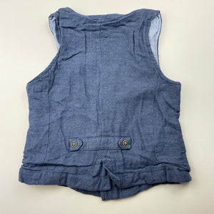 Boys KID, cotton lined linen blend waistcoat / vest, GUC, size 3,  
