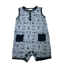 Load image into Gallery viewer, Boys Marquise, blue marle cotton romper, marks on front, FUC, size 1,  