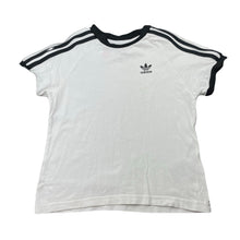 Load image into Gallery viewer, Girls Adidas, white &amp; black cotton t-shirt / top, light marks, FUC, size 6-7,  