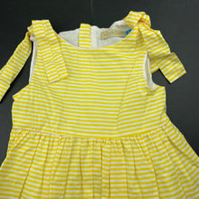 Load image into Gallery viewer, Girls Lily &amp; Dan, lined yellow &amp; white stripe cotton dress, EUC, size 1, L: 43cm