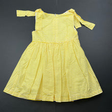 Load image into Gallery viewer, Girls Lily &amp; Dan, lined yellow &amp; white stripe cotton dress, EUC, size 1, L: 43cm