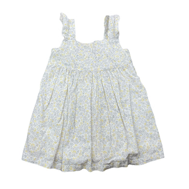 Girls purebaby, lined lightweight organic cotton dress, discolouration neck, FUC, size 0, L: 40cm