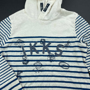 Boys IKKS, striped long sleeve hooded t-shirt / top, FUC, size 6,  