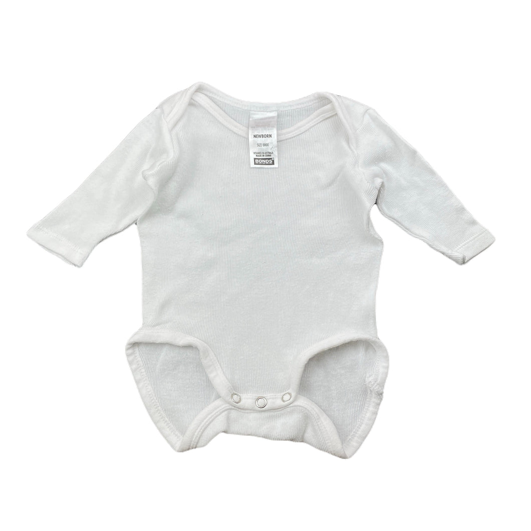 unisex Bonds, white cotton bodysuit / romper, GUC, size 0000,  