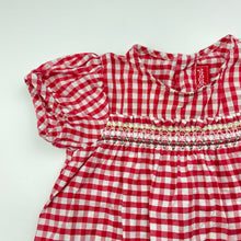 Load image into Gallery viewer, Girls Sprout, red check lightweight cotton dress, GUC, size 00, L: 37cm