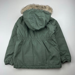 Girls Anko, khaki hooded jacket / coat, L: 46cm, FUC, size 6,  