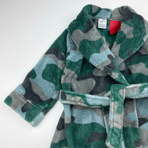 Boys Baby Berry, camo print fleece dressing gown / bath robe, EUC, size 2,  