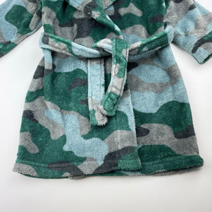 Boys Baby Berry, camo print fleece dressing gown / bath robe, EUC, size 2,  