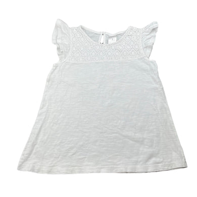 Girls Target, lace trim white cotton top, GUC, size 7,  