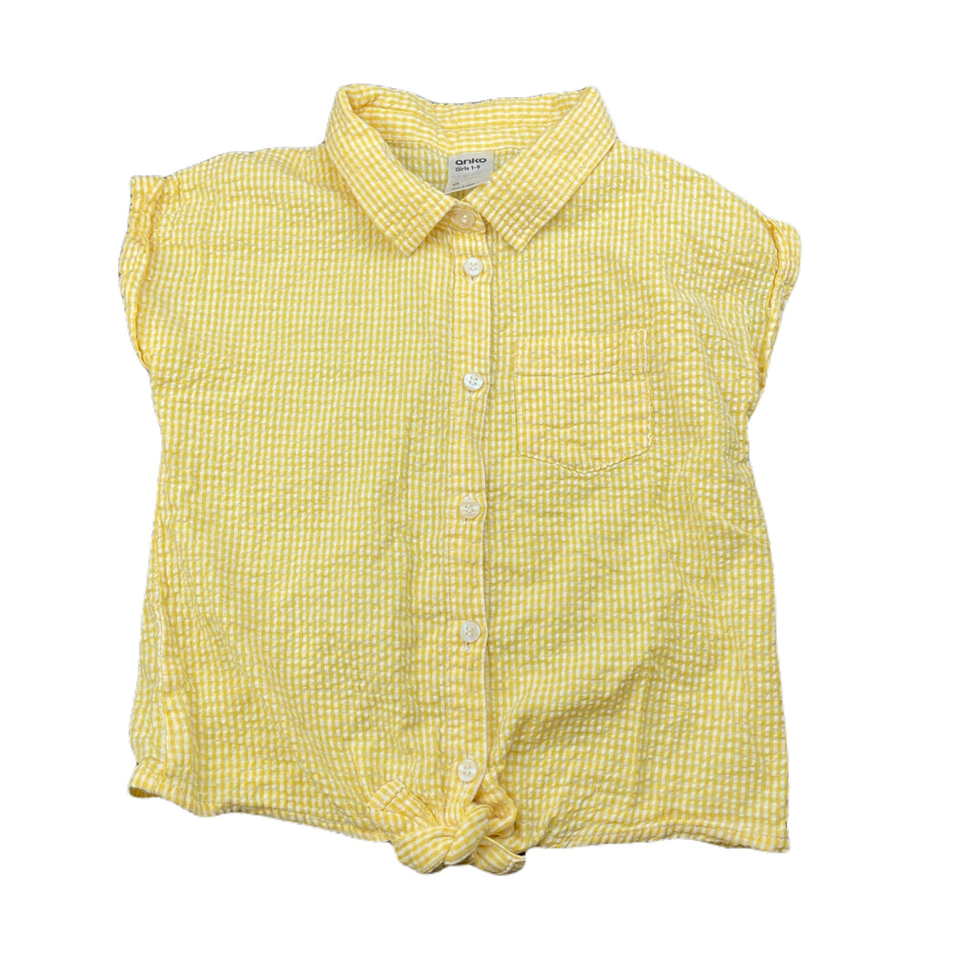 Girls Anko, yellow stripe lightweight cotton tie front top, GUC, size 6,  