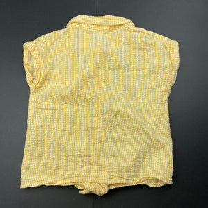 Girls Anko, yellow stripe lightweight cotton tie front top, GUC, size 6,  