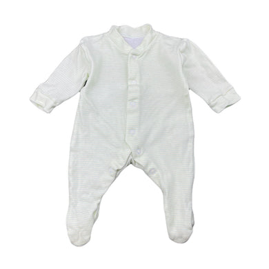 unisex St Bernard, striped cotton coverall / romper, GUC, size 0000,  