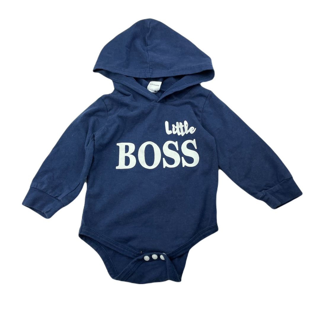 Boys blue, hooded bodysuit / romper, GUC, size 0,  