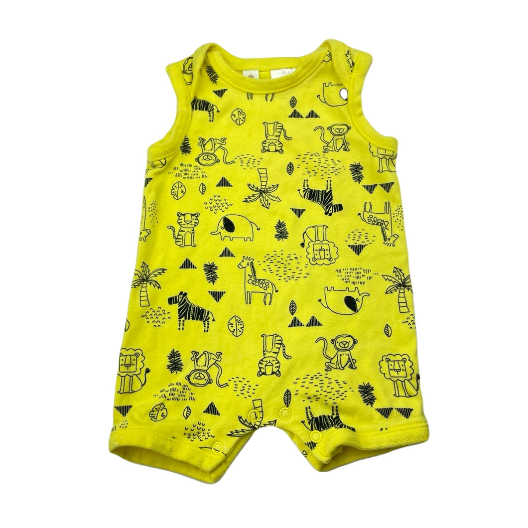 unisex Dymples, yellow cotton romper, EUC, size 000,  