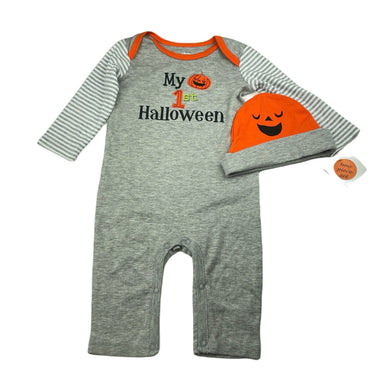 unisex Baby Essentials, Halloween romper + hat/beanie, NEW, size 12 months,  