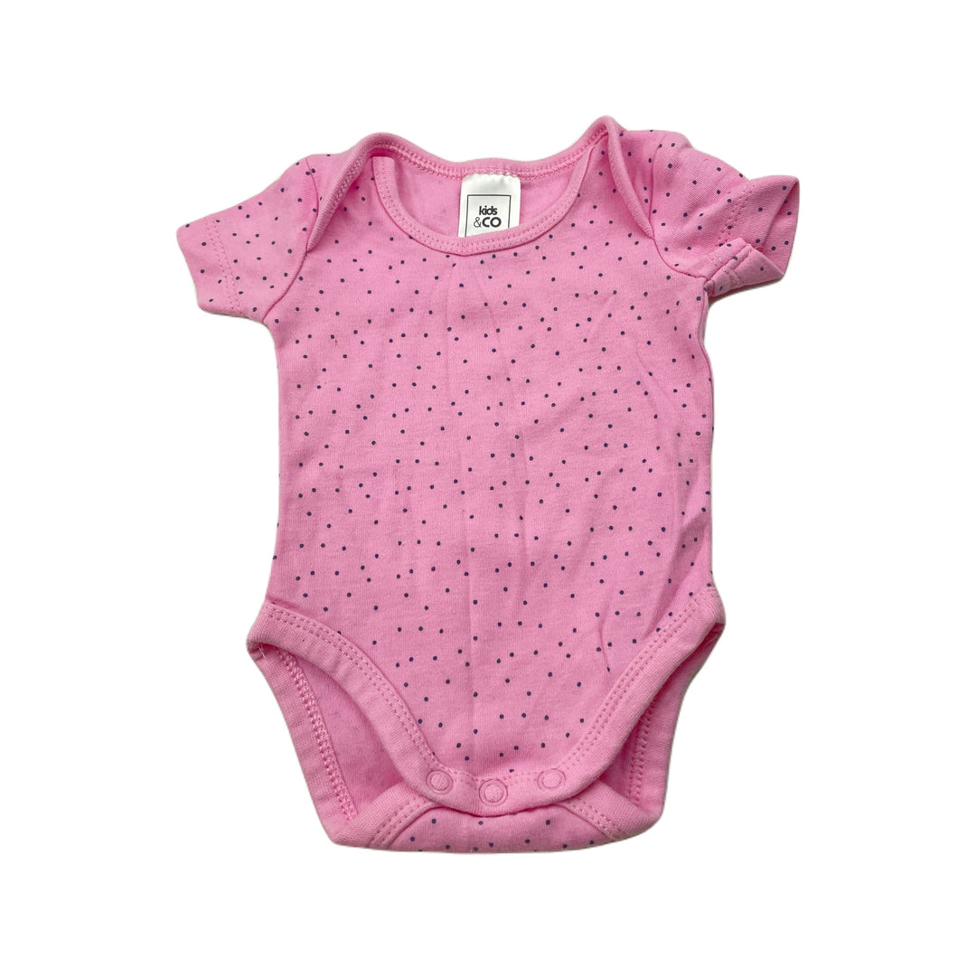Girls Kids & Co, pink cotton bodysuit / romper, EUC, size 0000,  