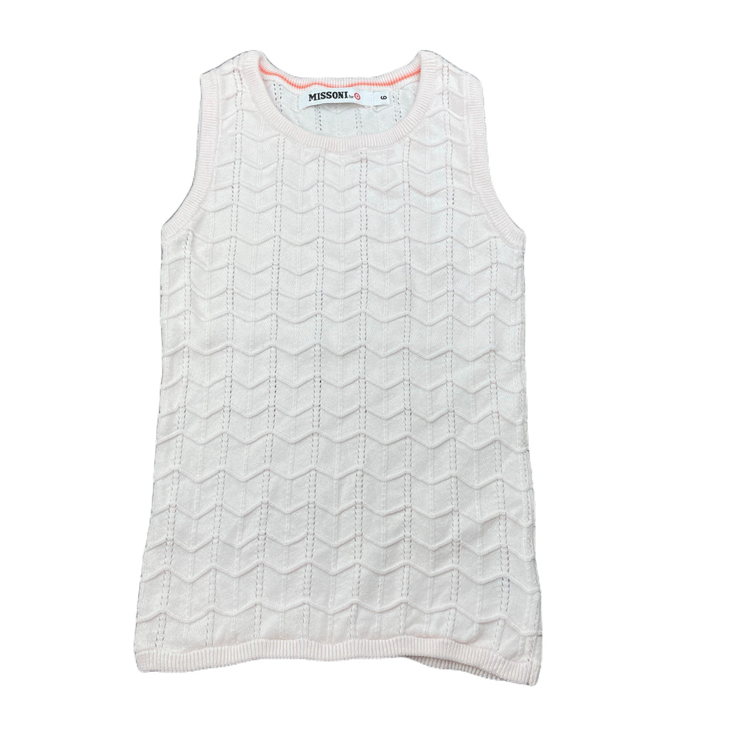 Girls MISSONI, pale pink knitted cotton vest / sweater, EUC, size 6,  