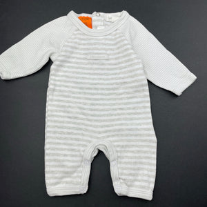 unisex Pumpkin Patch, grey stripe soft cotton romper, GUC, size 00000,  