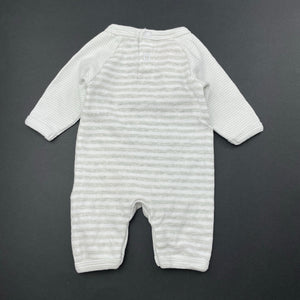 unisex Pumpkin Patch, grey stripe soft cotton romper, GUC, size 00000,  