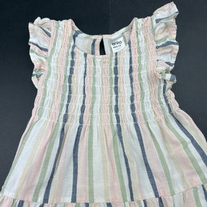 Girls Anko, striped viscose/cotton/linen dress, FUC, size 3, L: 48cm