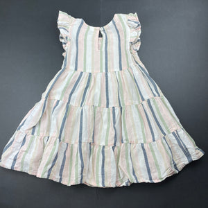 Girls Anko, striped viscose/cotton/linen dress, FUC, size 3, L: 48cm