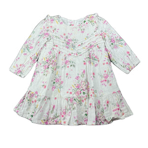 Girls Bebe by Minihaha, lined lightweight floral cotton dress, light marks, FUC, size 1, L: 43cm