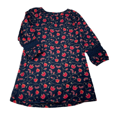 Girls Milkshake, cotton lined navy floral long sleeve dress, GUC, size 5, L: 58cm